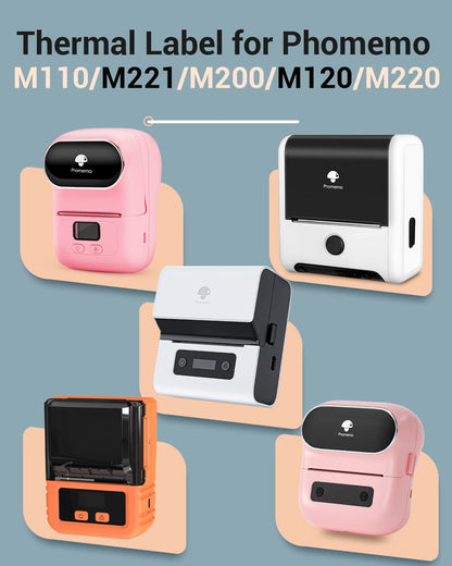 Multi-Purpose Square Self-Adhesive Label for Phomemo M110/M221/M220/M120/M200/M110S,1.57''x1.18''(40x30mm),230 Labels/Roll, Black on White
