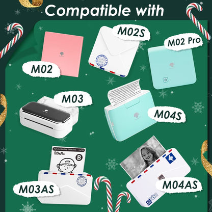 Phomemo Thermisch papier 53 mm voor M02, M02S, M02Pro, M03, M03AS, M04S, M04AS mini-zakprinter, 3 rollen zelfklevend stickerpapier, zwart op wit, 53 mm x 3,5 m, 20 jaar houdbaarheid, 3 rollen