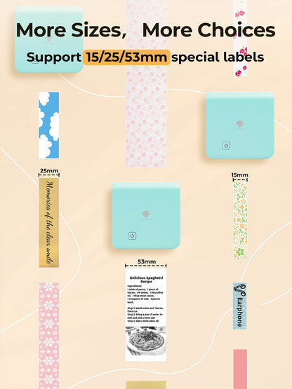 Phomemo Pocket Printer, M02 pro 300DPI Portable Mini Bluetooth Photo Printer,Thermal Sticker Printer, Printable width 53mm/25mm/15mm Compatible with Android&IOS, for Study Note, DIY Painting, Green