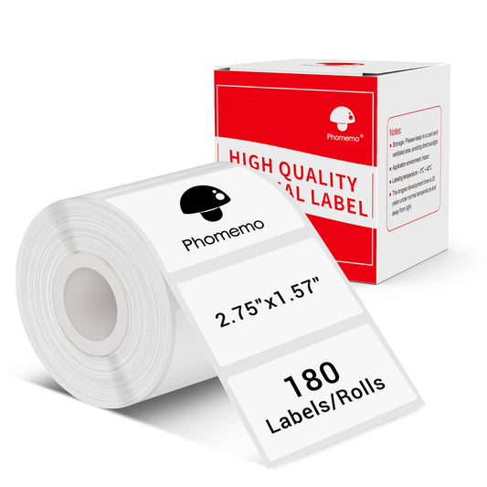 Phomemo Thermal Sticker Labels- 2.75''x1.57''(70x40mm) Thermal Label for M221/M220/M200, for Barcode/Address/Mailing/Logo/Business/Home Tag, Black on White