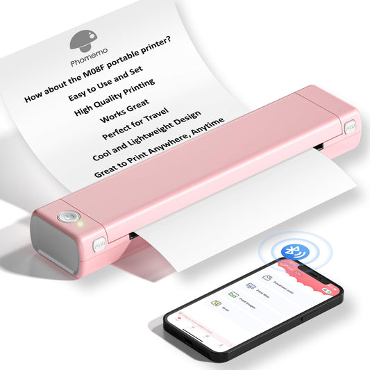 Phomemo Portable Thermal Printer - M08F Wireless Printer Support 8.5'' X 11'' Thermal Paper, Bluetooth Inkless Printer Compatible with iOS, Android & Laptop, Mobile Printer for Office, Home, School