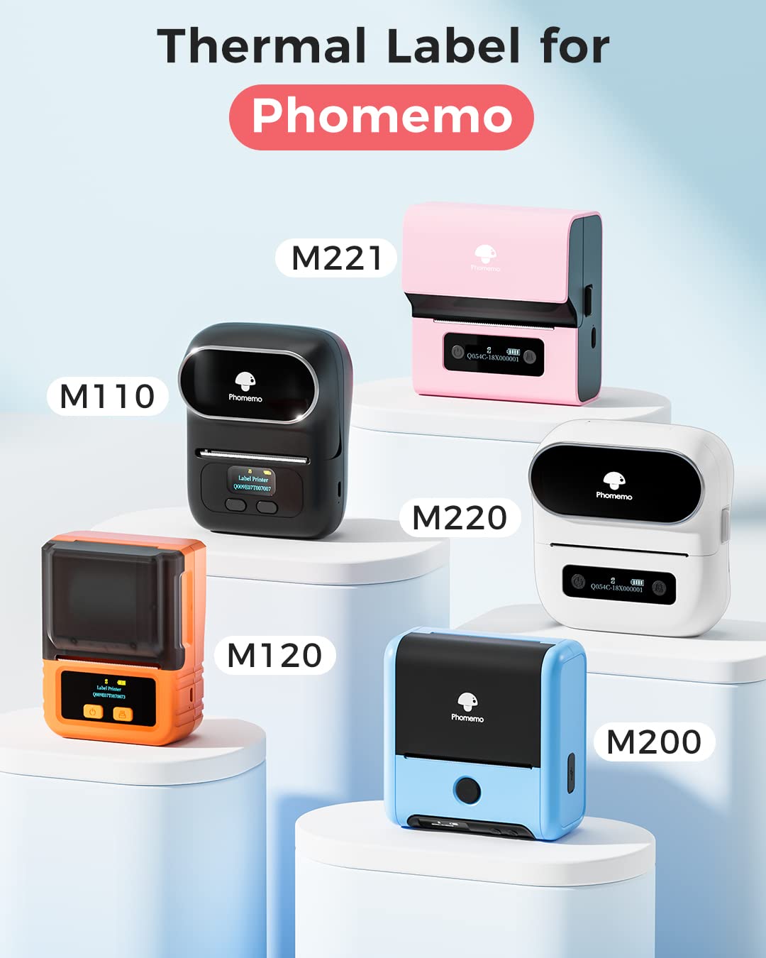 M200 M110 Etichette per indirizzi Etichette per stampanti Etichette multifunzione per ufficio è adatto per scuola, ufficio, codice a barre,230 etichette/rotolo 40 * 30mm (bianco)
