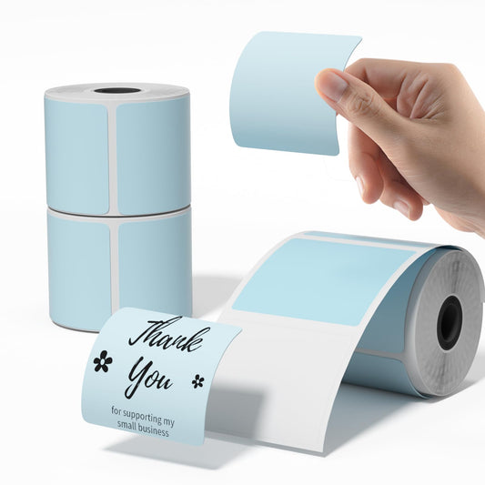 Phomemo Thermisch labelpapier, multifunctioneel zelfklevend etiket, adreslabel, 40 x 30 mm, geschikt voor Phomemo 40x30mm, M110 labelprinters, 230 etiketten/rol, 3 rollen, lichtblauw