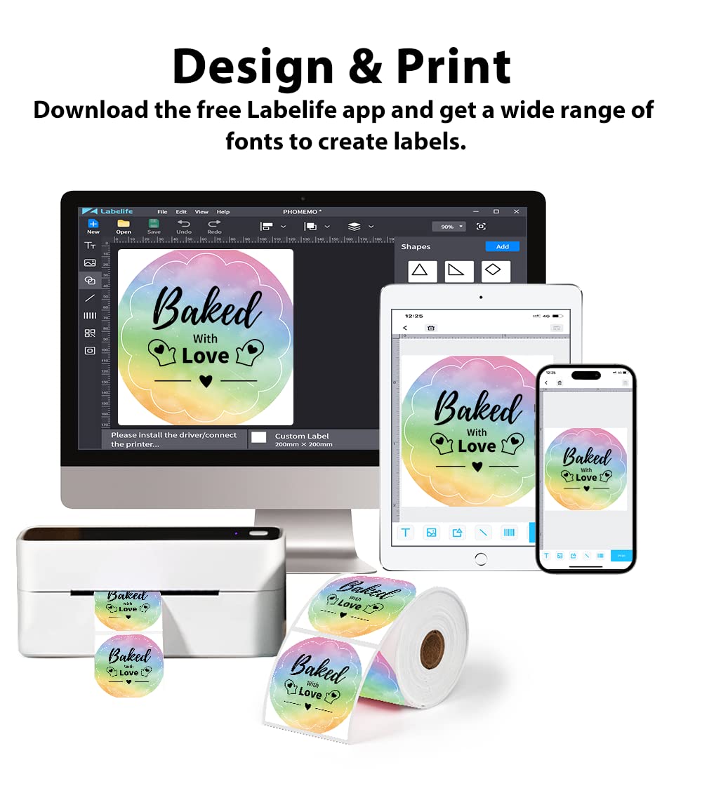 50 * 50 Round Labels Rainbow star pattern 500Pcs/Roll Phomemo 2'' rondes arc-en-ciel ¨¦tiquettes 500 feuilles/rouleau, compatibles avec les imprimantes d'¨¦tiquettes MUNBYN, Phomemo, Polono