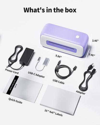 Phomemo PM246S Label Printer, DHL Thermal Printer for Mac/PC, Shipping Labels, Printer, Label Printer, Adhesive Label Printers for Amazon, Etsy, Shopify, Royal Mail, DHL, FedEx Purple