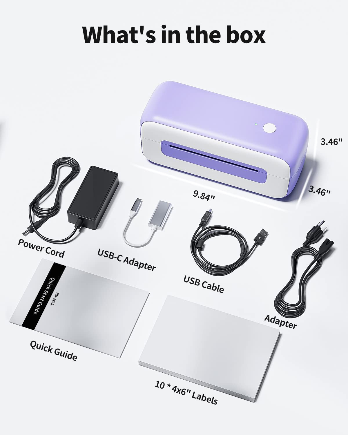 Phomemo PM246S Labelprinter, DHL thermische printer voor Mac/PC, verzendlabelprinter, zelfklevende labelprinter, voor Amazon, Etsy, Shopify, Royal Mail, DHL, FedEx-violet