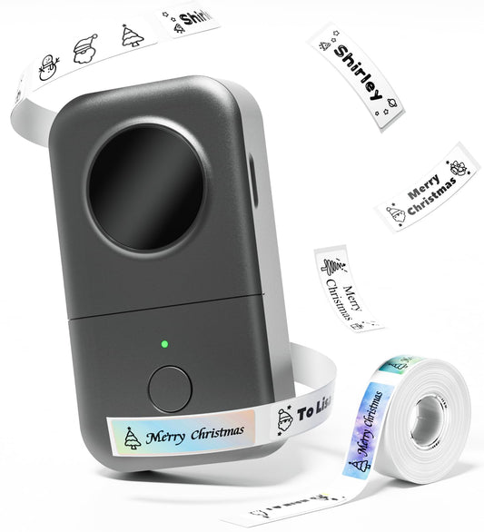 Phomemo D30 Label Maker Machine with 1 Tape, Mini Bluetooth Label Printer, Wireless Handheld Sticker Maker,Smart Phone Thermal Inkless Label Maker For Organizing Home Office Kitchen - Grey