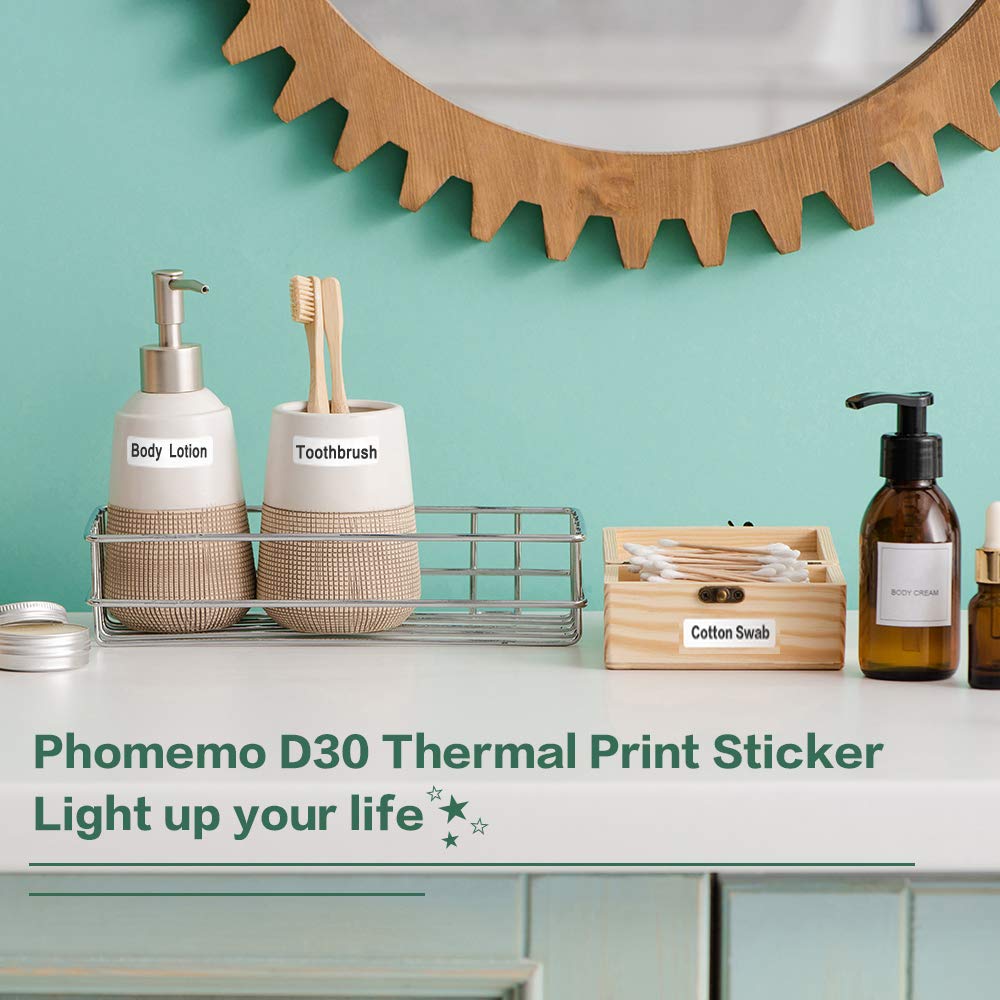 Phomemo 3 rollos de cinta de etiquetas D30 sin fin - Cintas blancas para escribir etiquetas t¨¦rmicas para cocina, archivos, direcci¨®n, regalo, etc
