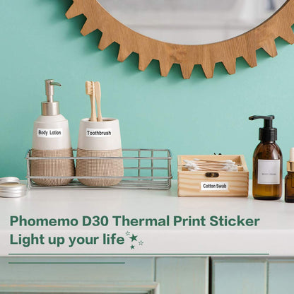 Phomemo 3 rollos de cinta de etiquetas D30 sin fin - Cintas blancas para escribir etiquetas t¨¦rmicas para cocina, archivos, direcci¨®n, regalo, etc