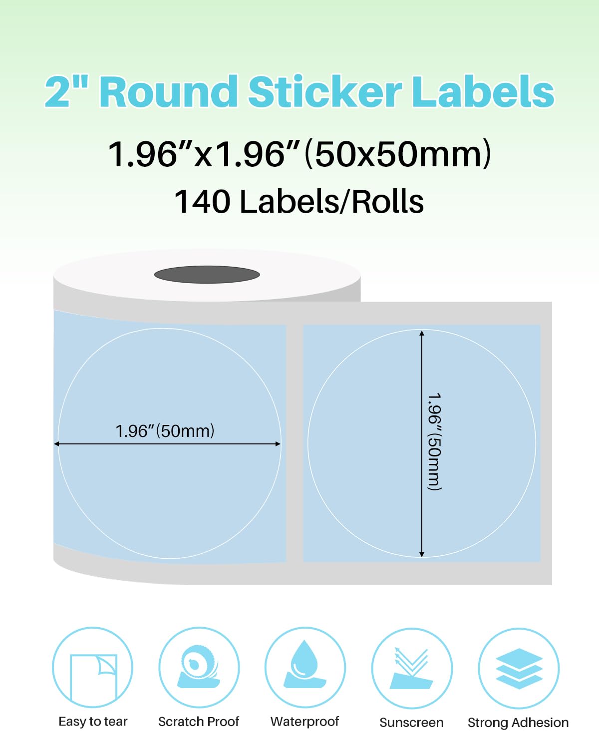 Phomemo 3 Rotoli Etichette Rotonde Per Stampante M110/M221/M220/M120/M200, 50 X 50mm Etichetta Circolare Rotonda Per Etichette, Adatto Per Ufficio, Famiglia, Scuola, Nome, 140 Etichette/Rotolo, Blu