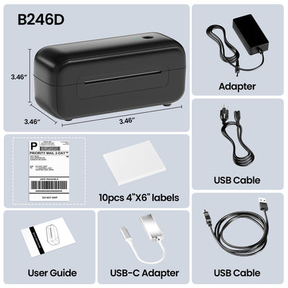 Phomemo USB Thermal Shipping Label Printer, 4x6 Desktop Thermal Label Printer for Shipping Packages/Small Business/Office/Home, Widely Used for Amazon, Ebay, Shopify, Etsy, UPS, FedEx - Black