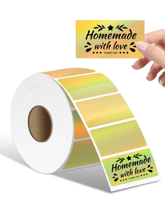 Phomemo 2,25 in? x 1,25 in? Holografik alt?n termal etiket, kendinden yap??kanl? ??kartma etiketi, te?ekk¨¹r kart?, logo, isim, fiyat, adres, QR kodu i?in do?rudan termal etiket, 500 etiket