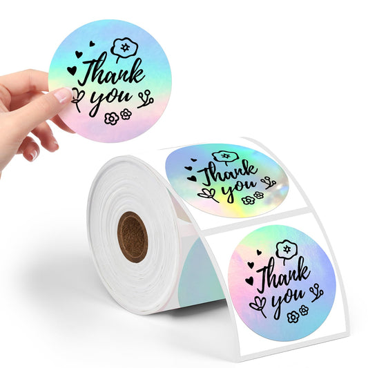 Phomemo 2 inch ronde laser Dazzle etiketten, 400 etiketten/rol, compatibel met MUNBYN, Phomemo, Polono labelprinter, BPA-vrije verzendlabels, zelfklevende thermische etiketten voor logo, code