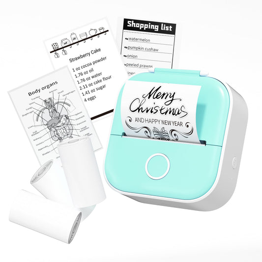 Phomemo Sticker Printer, T02 Print Pod Mini Thermal Printer with 3 Rolls Paper, Inkless Sticker Maker Machine Pocket Photo Printer, Bluetooth Portable Phone Printer for Study Notes, Journal, Pictures
