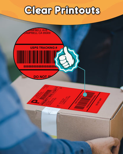 4x6 Thermopapierdruckeretikett Thermo-Direktversandetikett Pacage-Etiketten Kompatibel mit Rollo Phomemo und anderen 4 * 6-Etikettendruckern (Packung mit 500 4 '' x 6 '' F?cheretiketten), Rot
