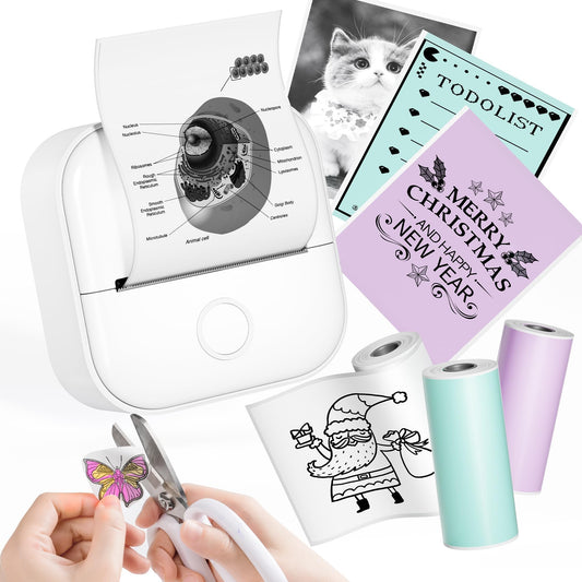 Phomemo Mini Thermal Printer,T02 Portable Printer,Wireless Photo Sticker Printers for Phone,Small Inkless Bluetooth Printer,Pocket Phone Printer Black and White Printing,Sticker Maker for Kids Study