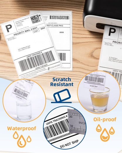 Phomemo 10x15 cm (4x6'') thermische printerlabel, thermisch direct verzendlabel, verpakkingslabel, compatibel met Rollo Dymo Phomemo en andere 4x6'' labelprinters, 100 4x6'' fanfold label