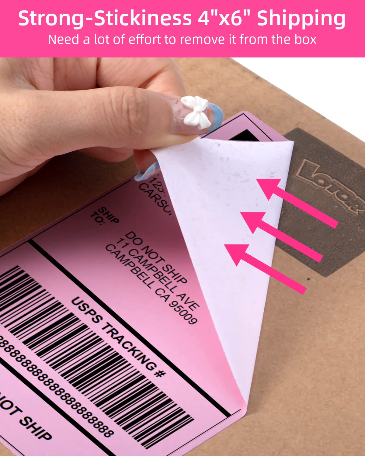 Phomemo 10x15 cm (4x6'') thermische printerlabel, thermisch direct verzendlabel, verpakkingslabel, compatibel met Rollo Dymo Phomemo en andere 4x6'' labelprinters, 500 4x6'' fanfold label, roze
