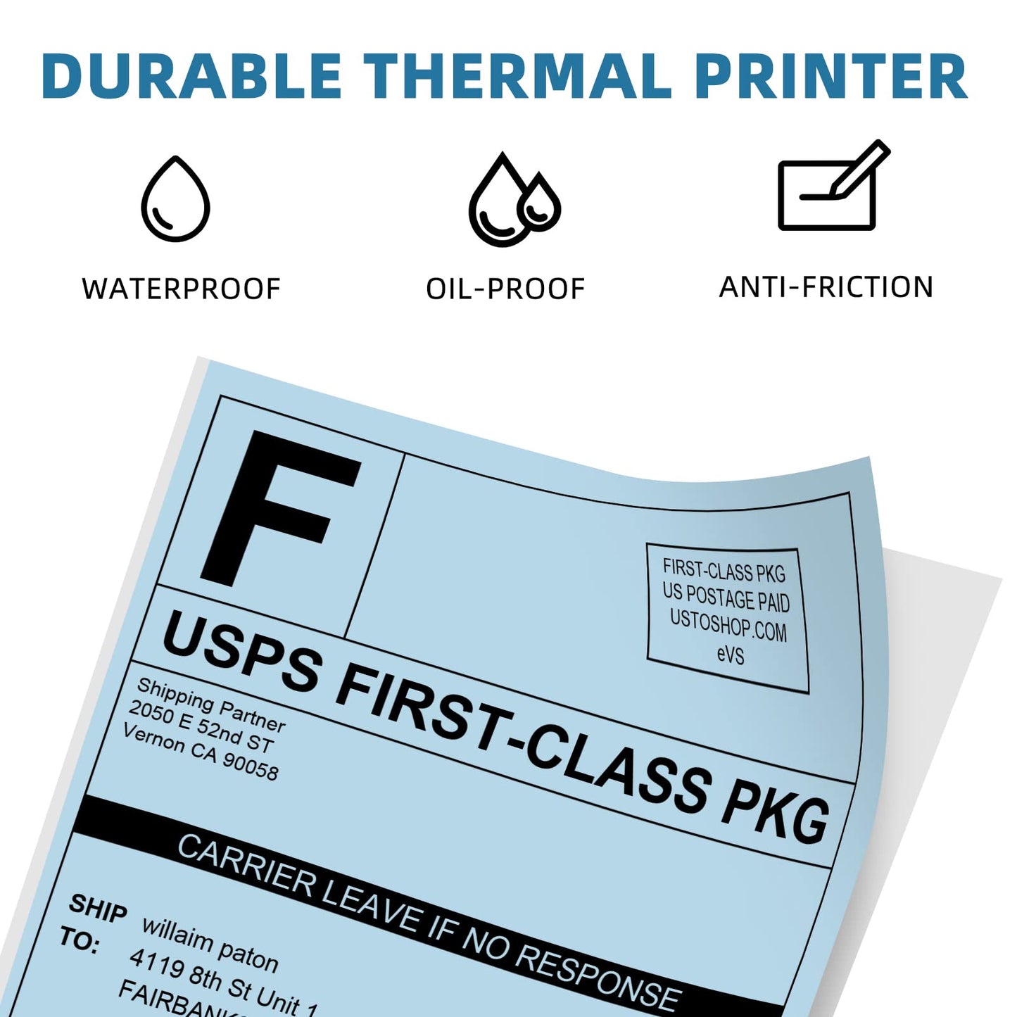 Phomemo Thermal Direct Shipping Label - 4'' x 6'' Fan-Fold Labels, 500 pcs, Permanent Adhesive, Commercial Grade Postage Thermal Labels - Blue