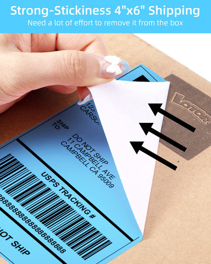 Phomemo 10x15 cm (4x6'') thermische printerlabel, thermisch direct verzendlabel, verpakkingslabel, compatibel met Rollo Dymo Phomemo en andere 4x6'' labelprinters, 500 4x6'' fanfold label, blauw