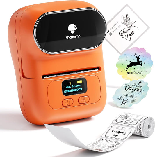 Phomemo Barcode Label Printer- M110 Label Maker Portable Bluetooth Label Maker Machine for Small Business, Barcode, Address, Logo, Clothing, Jerwery, support Arabic and English,For iOS & Android