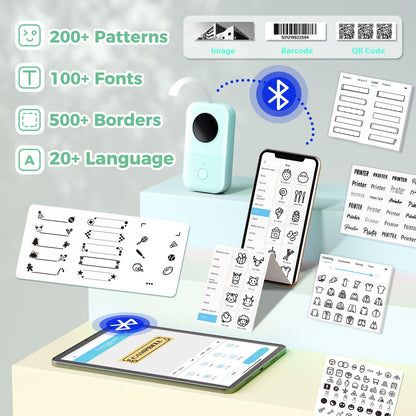 Phomemo D30 Etichettatrice Bluetooth, Mini Etichettatrice Etichette Adesive, Stampante Termica per iOS & Android,Bluetooth Stampante Etichette Autoadesive per La Casa, L'ufficio e la Scuola - Verde