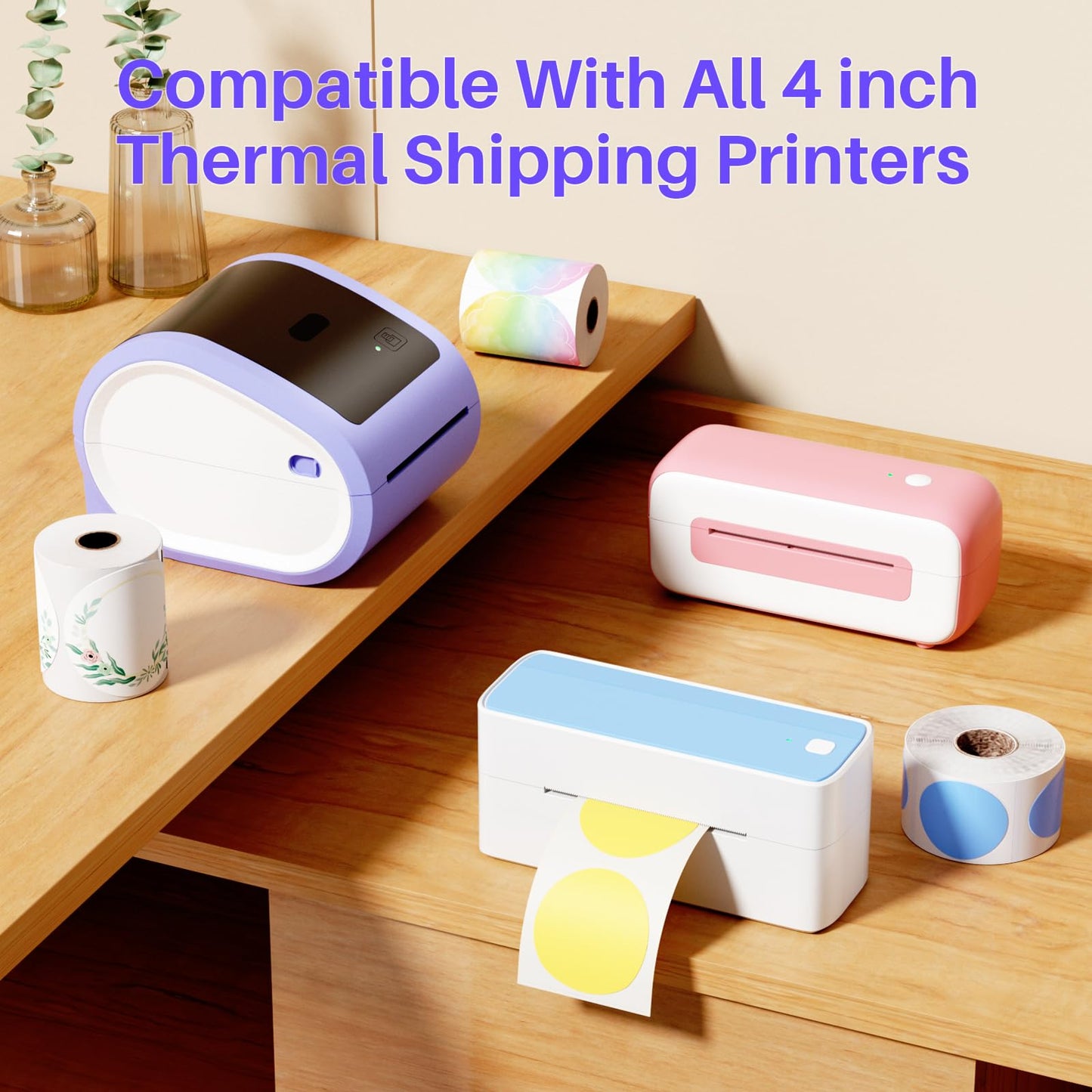 Phomemo 1000pcs 4x6'' Shipping Thermal Label- for Thermal Label Printer, Easy to Tear, Strong Adhesive, 2 Pack of 500pcs Labels