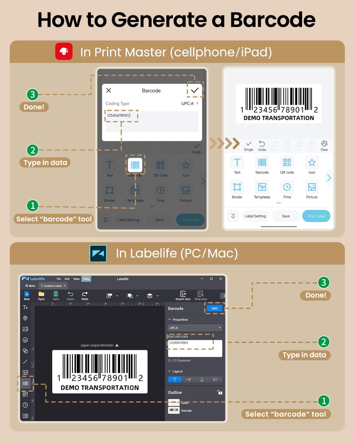 Phomemo Stampante di etichette M110, set di 3 rotoli di etichette, etichettatrice autoadesiva per telefono e PC, stampante di etichette Bluetooth, per casa, ufficio e piccole imprese.