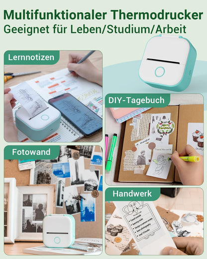 Phomemo Mini-fotoprinter, T02 sticker, thermische printer voor smartphone, mobiele telefoon, thermische printer, klein, sticker, bluetooth-printer voor dagboek, cadeau, scrapbook, fotoboek, decoratie,