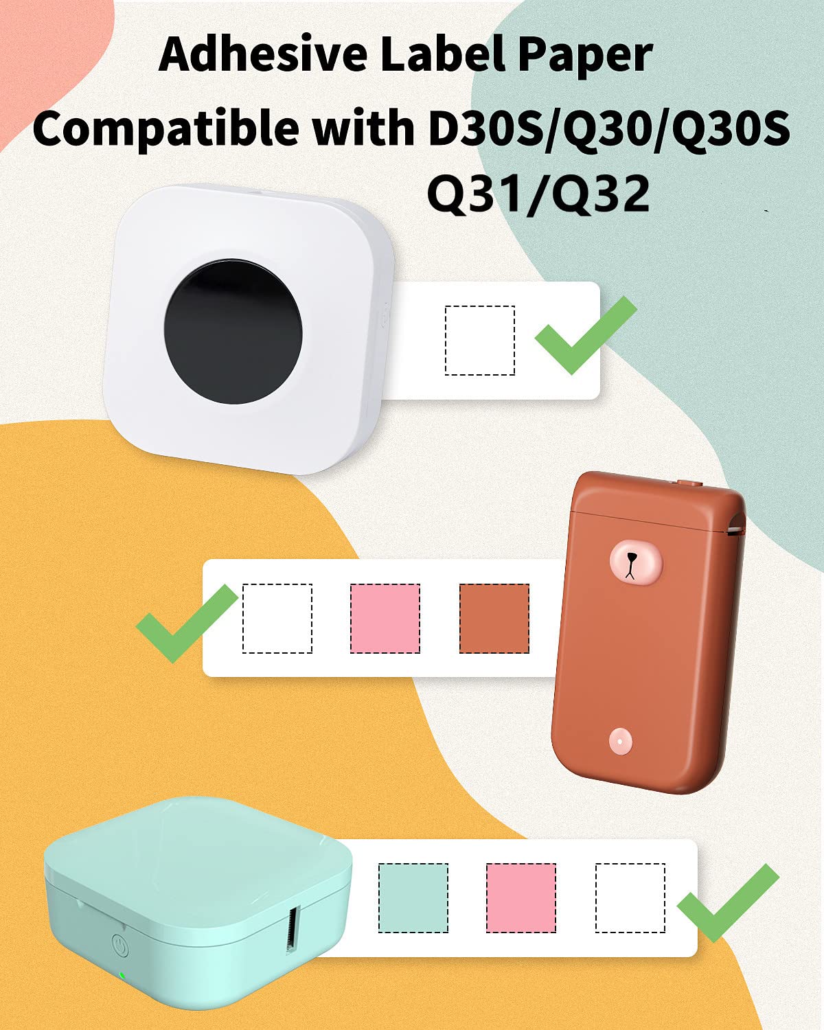 Phomemo Q30 Q30S Q31 Q32 D30 D35 D30S Label Paper, 12x40mm [ 3/8''x1 1/2''] Label Tape for Phomemo Q30/D30 Series Label Printer, Phomemo D30 Labels Suitable for School,Home,Name,160pcs/Roll, 3 Rolls