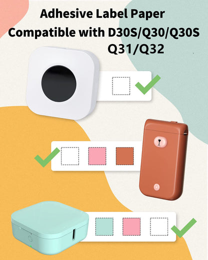 Phomemo Q30 Q30S Q31 Q32 D30 D35 D30S Label Paper, 12x40mm [ 3/8''x1 1/2''] Label Tape for Phomemo Q30/D30 Series Label Printer, Phomemo D30 Labels Suitable for School,Home,Name,160pcs/Roll, 3 Rolls
