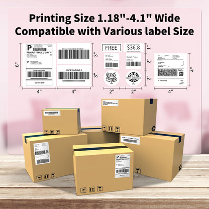 Phomemo Bluetooth Shipping Label Printer 4x6, Desktop Thermal Label Printer Machine for postage, Shipping Packages, Address, Small Business, Compatible with Royal Mail, Pink