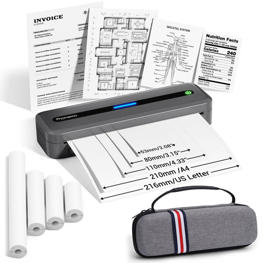 Phomemo Portable Printer, M832 Inkless Thermal Printer, Bluetooth Portable Printers Wireless for Travel, Support 8.5''x11''/A4/4.33''/3.15''/2.08'' Thermal Paper, Mobile Printer for Phone Laptop, with Case