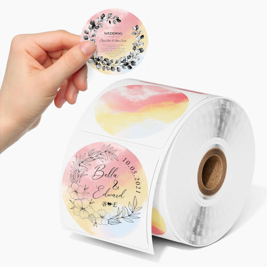 Phomemo 2'' Color Circle Thermal Label, Self-Adhesive Round Sticker Label, Circular Direct Thermal Printer Label for Logo Design, Name/Price Tag, Thanks Card,Address, QR Code, 750 Labels/Roll,Gradient