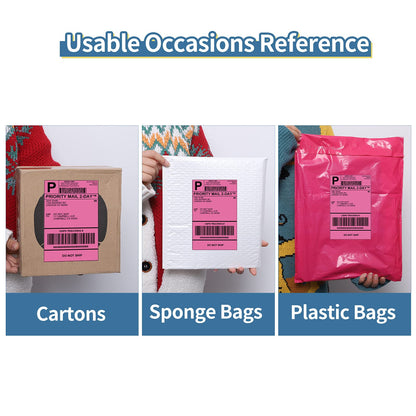 Phomemo 4x6 Thermal Labels - Direct Address Shipping Labels Compatible with Phomemo Rollo and More 4 * 6 Label Printers, 500PCS, Pink