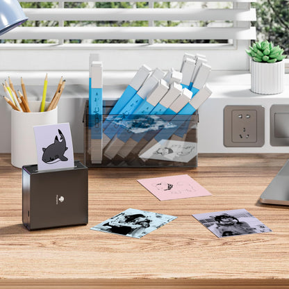 Phomemo 53 mm kleurprinterpapier voor M02/M02 Pro/M02S/M03/M03AS/M04S/M04AS mini-zakprinter, 3 rollen zelfklevend thermo-kleurstickerpapier, 50 mm x 3,5 m, 20 jaar conservering, blauw/roze/paars