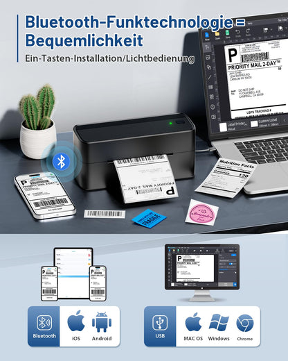 Phomemo Bluetooth etiket yaz?c?, DHL termal yaz?c? 4XL etiket yaz?c?s?, Mac/PC i?in, Nakliye etiket yaz?c?s?, barkod, Amazon, Ebay, Etsy & Shopify, DHL ups i?in etiket yaz?c?s?, siyah