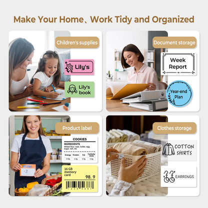Phomemo -M110 Label Printer Portable Mini Bluetooth Thermal Label Manufacturer for Labelling, Office, Cable, Retail, Barcode and More, Compatible with Android and iOS Systems - White