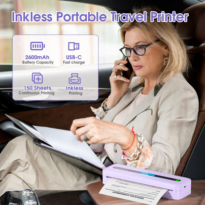 Phomemo Portable Printers Wireless for Travel, Inkless Thermal Printer, M832 Compact Bluetooth Printer for Phone Laptop, Small Mobile Printer Support 8.5''x11''/A4/4.33''/3.15''/2.08'' Thermal Paper