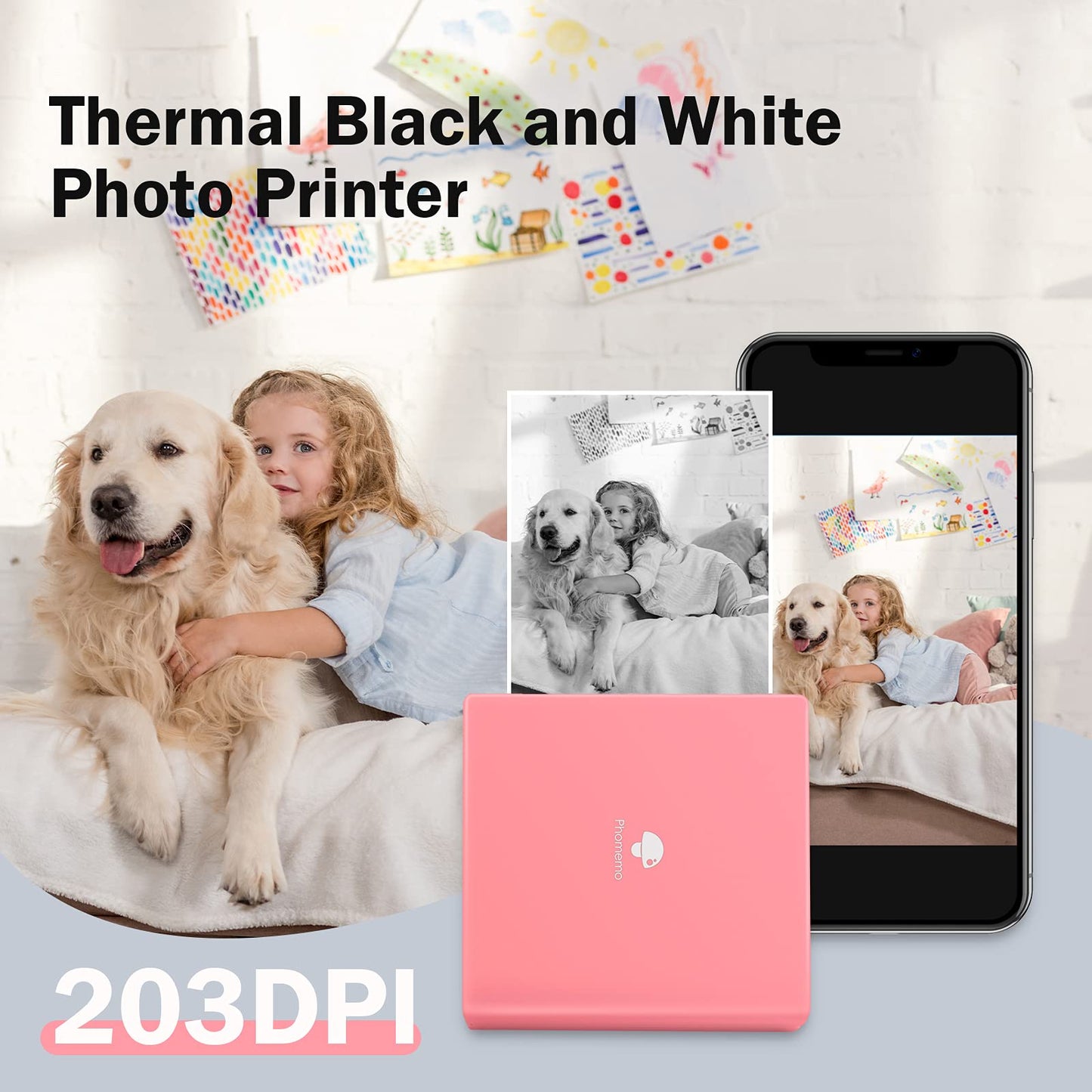M02 Termal Yaz?c? 3 Rulo Ka??t Dahil Kompakt Kablosuz Cep Yaz?c?s? Seyahat Resepsiyonu Yaz?c?s? i?in Phomemo Android iPhone ve iPad ile uyumlu G¨¹nl¨¹k Plan, Pembe