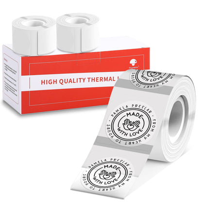 [180 pcs] Phomemo Original Round Label Series for M110/M220/M221: Clear, 1.57''(40mm), 180 Labels/Roll, 3 Rolls, Thermal Adhesive, for Name, Logo, etc, Also Made for Phomemo M120/M200 Labeler