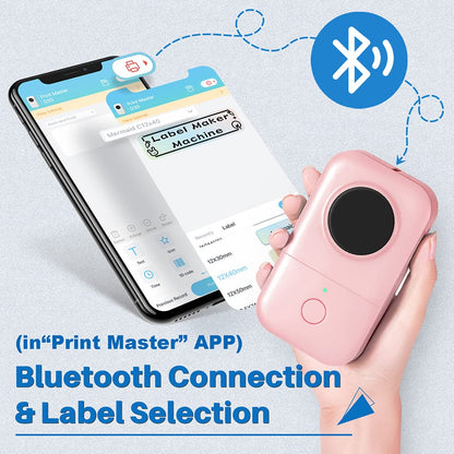 Phomemo D30 Etiket Makinesi - ??kartma Yaz?c? Termal Etiket Yaz?c?s? Bluetooth Kablosuz ??kartma Makinesi, Ad Fiyatlar?n? Tasarruf Etmek i?in Kullan?c? Dostu, iOS Android ile uyumlu, Pembe