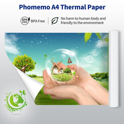 Phomemo US Letter Thermal Paper-White Quick-Dry Printer Paper, Multipurpose Thermal Paper Compatible for Phomemo M08F, M832, M833 Portable Letter Thermal Printer, 8.5''x11''(216mm*279mm), 200 Sheets