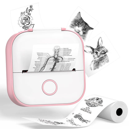Phomemo Sticker Printer- Mini Inkless Printer Sticker Maker Bluetooth Thermal Pocket Printer for Study Notes, Stickers, Photos, DIY Printing, for Birthday, Pink