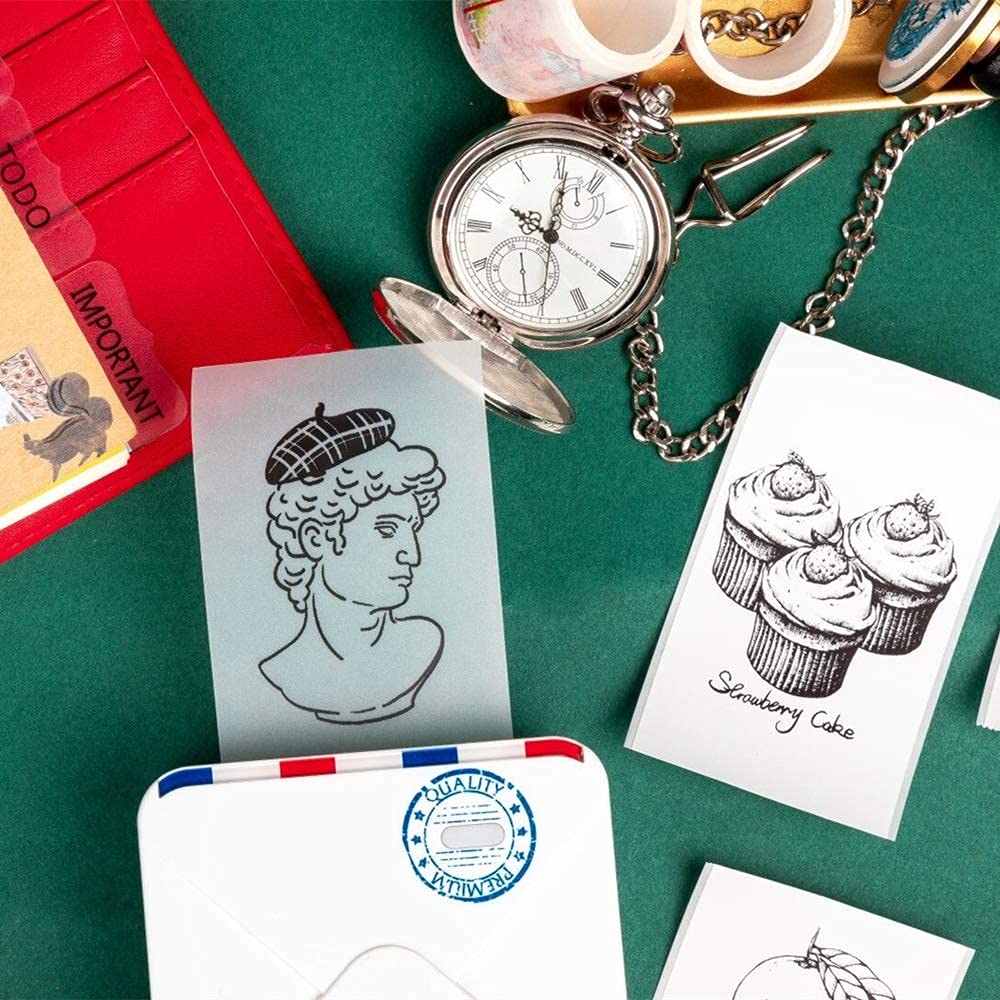 Phomemo Selbstklebendes Thermopapier für Phomemo T02, M02, M02S, M02Pro, M03, M03AS, M04S, M04AS Mini Thermodrucker, Weiß/Transparent/Halbtransparent Druckerpapier, 3 Rollen