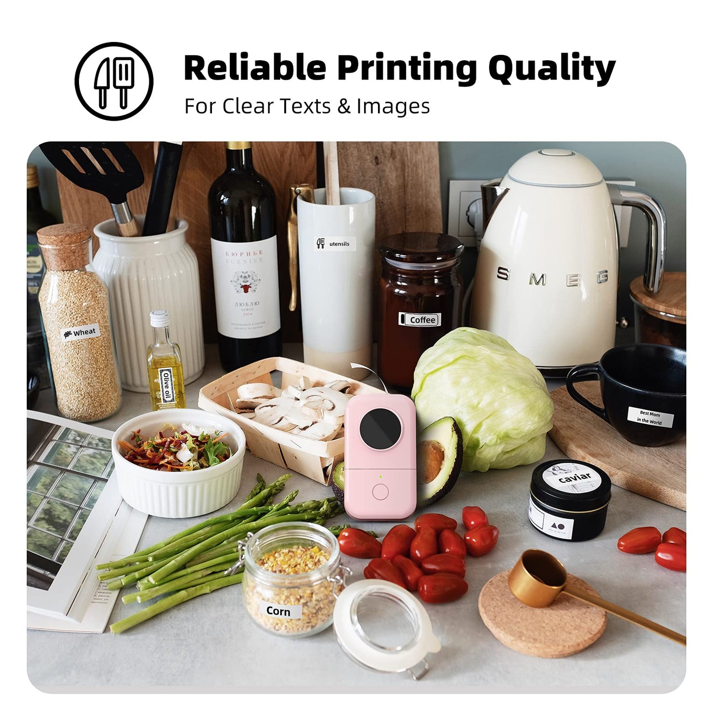 Label Maker Machine, Phomemo D30 Portable Bluetooth Label Printer with Tape Label Maker Handheld, Multiple Templates Available for Smartphone Easy to Use for Office Home Organization USB Rechargeable
