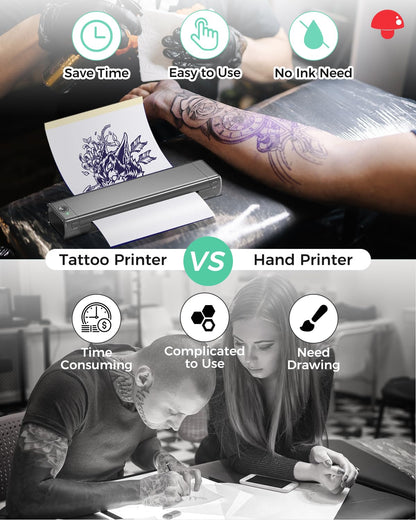 Phomemo Bluetooth Tattoo Stencil Printer, Thermal Tattoo Transfer Machine for Tattoo Artists, Compatible with Phone & PC, with Storage Case & 10Pcs Free Tattoo Transfer Paper, Grey