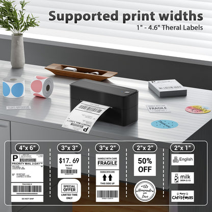 Phomemo Bluetooth-etikettenprinter, DHL thermische 4x6-etikettenprinter, Bluetooth-etiketteringsapparaat Etikettenprinter voor streepjescode, Amazon, Etsy, Shopify, Royal Mail, DHL, FedEx, UPS enz.