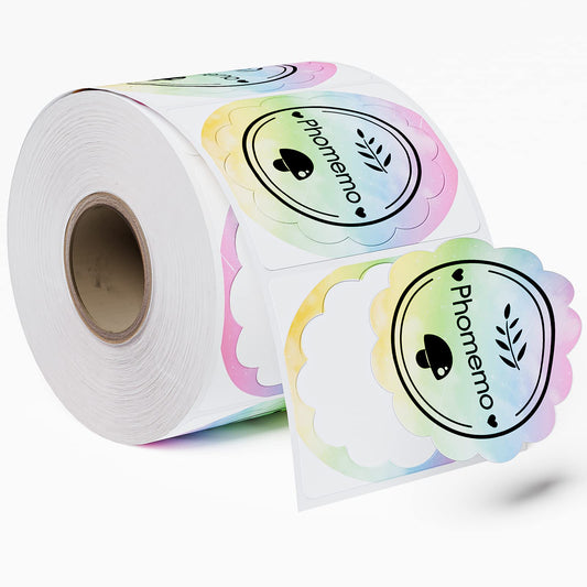 Phomemo 2'' Pattern Direct Thermal Labels, Self-Adhesive Thermal Stickers Labels, Thermal Printer Labels for Name Tag, Address, Logo Design, Shipping, DIY Design, QR Code, 500 / 1Roll