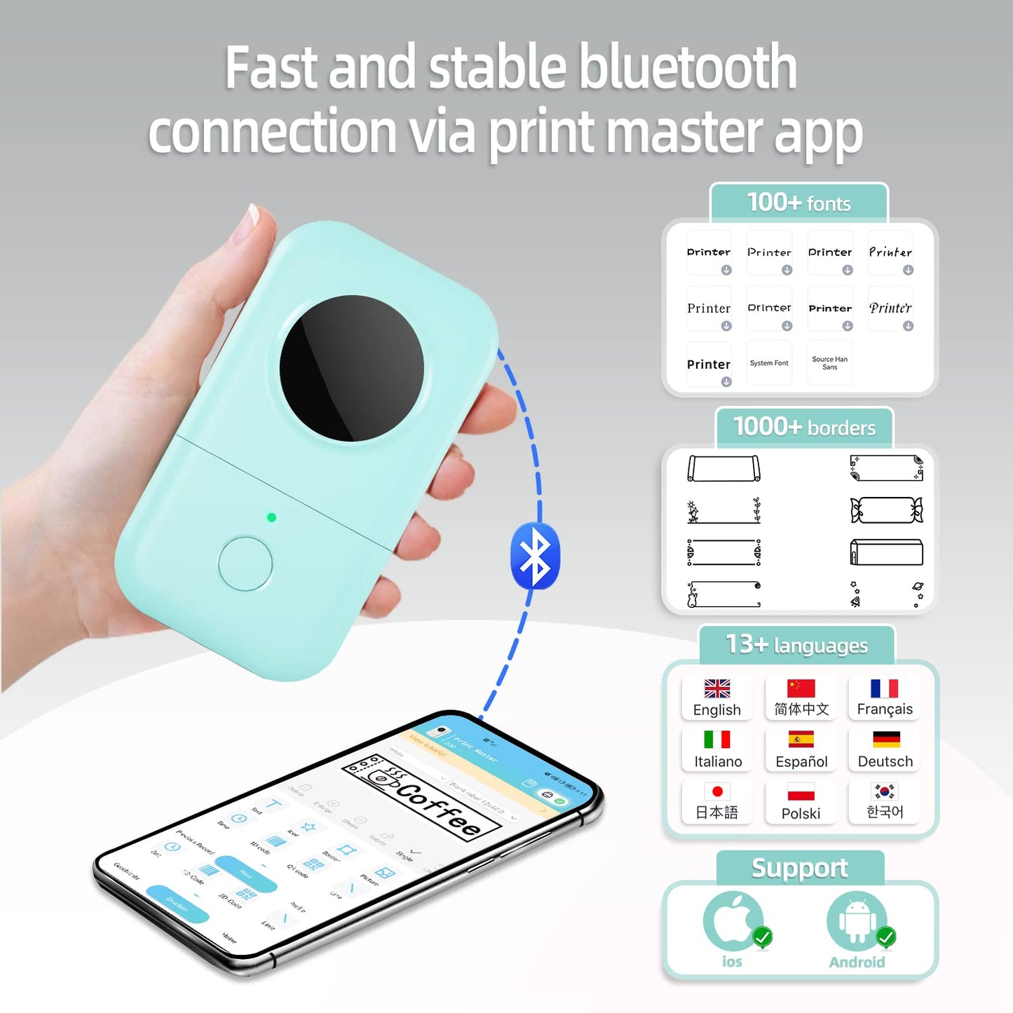 Goknu Sticker Maker Machine, Handheld Thermal Label Maker, Bluetooth Wireless Label Printer, D30 Label Maker Name Price Sticker Printer, Connection with Bluetooth for Home Office Supermarket Store